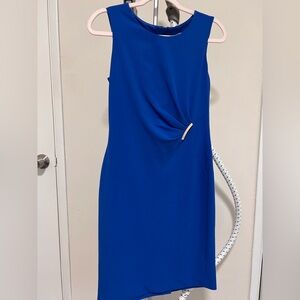 Calvin Klein Blue Ruched Cocktail Dress